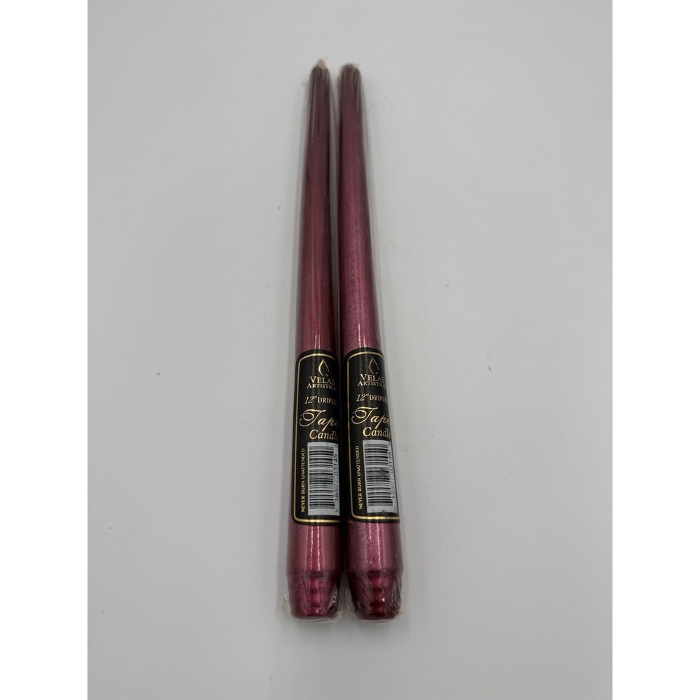 Pair Of 12" Maroon‎ Dripless Taper Candles Set Of 2